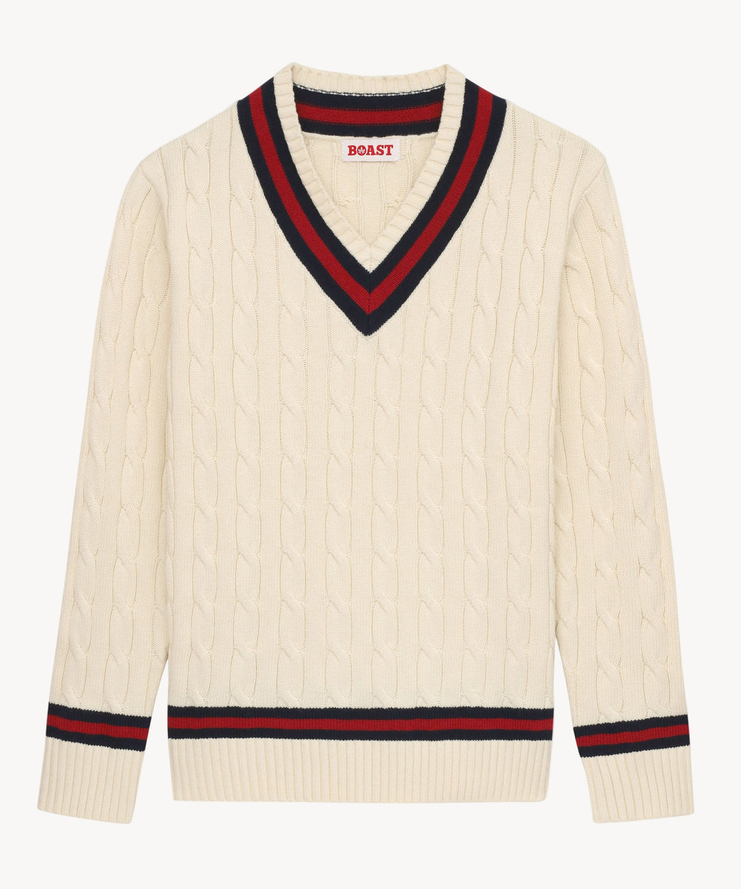 Cable Knit in Ivory/Maroon/Navy