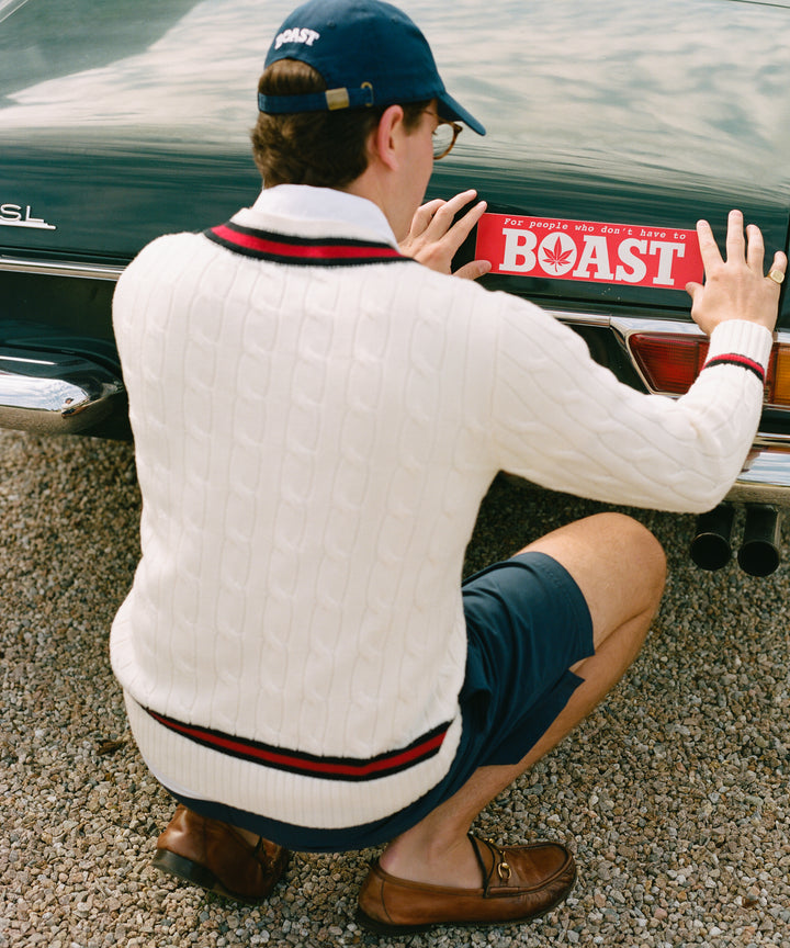 Cable Knit in Ivory/Maroon/Navy