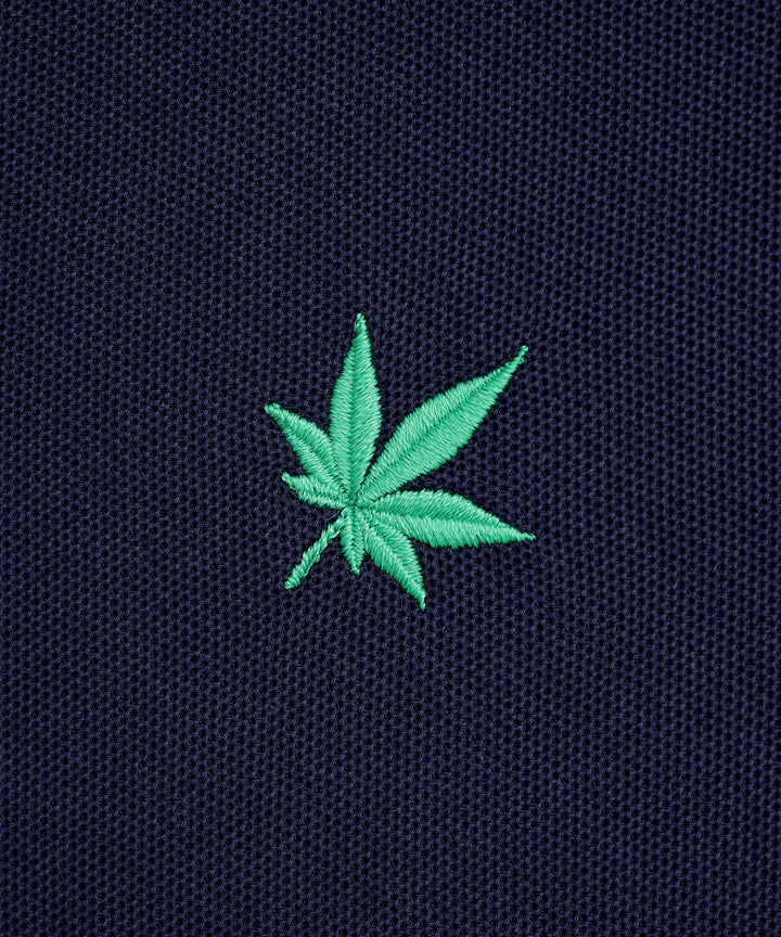 Polo in Navy with Green Leaf