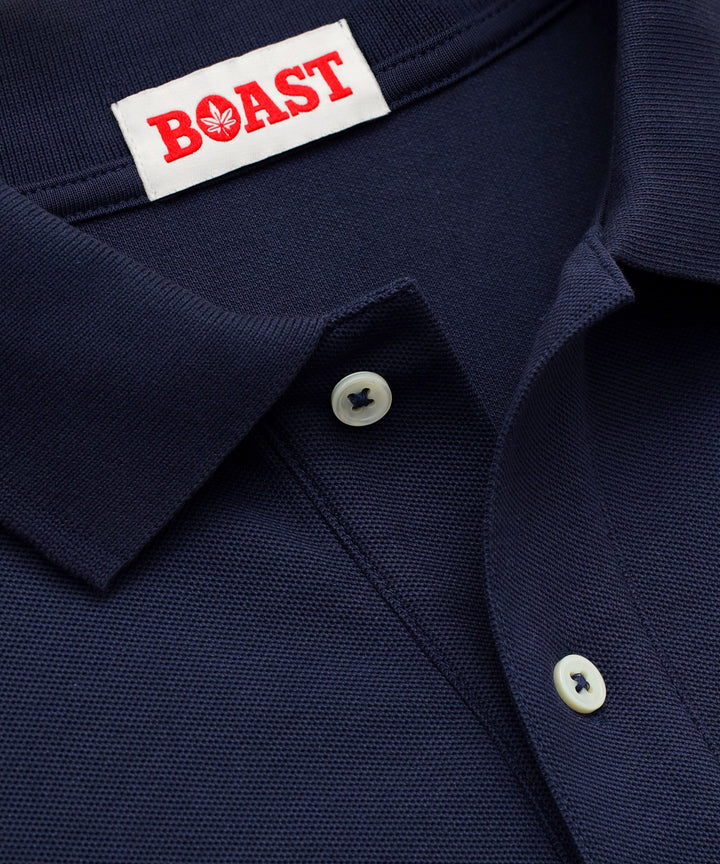 Polo in Navy with White Leaf