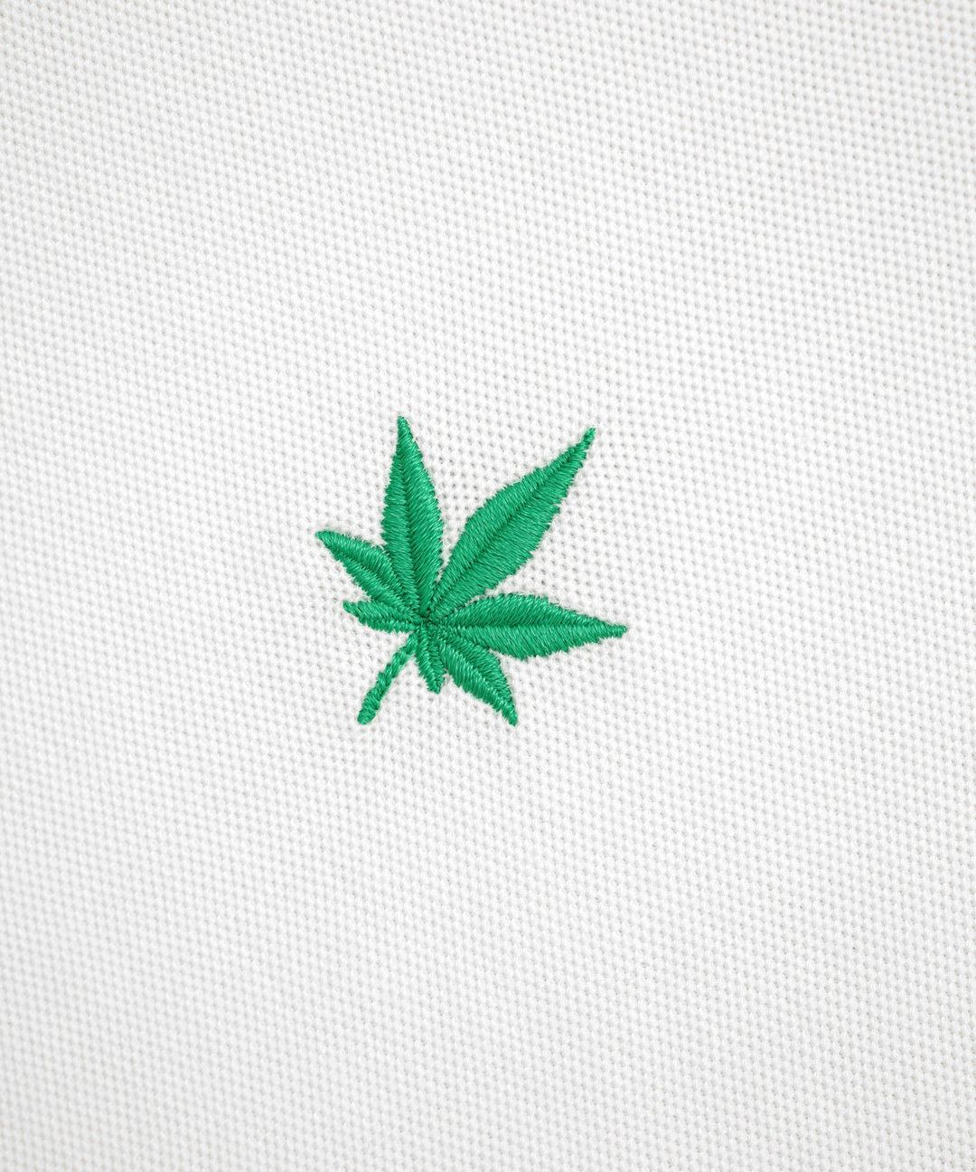 Polo in White with Green Leaf