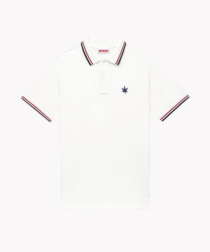 Polo in White Red Navy Tipping