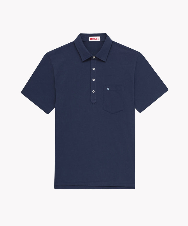 Club Polo in Navy Light Blue Leaf