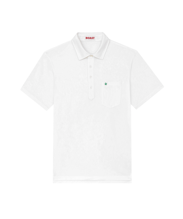 Club Polo in White Green Leaf