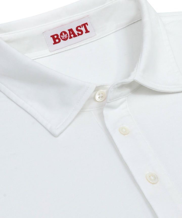 Performance Polo in White Navy Leaf