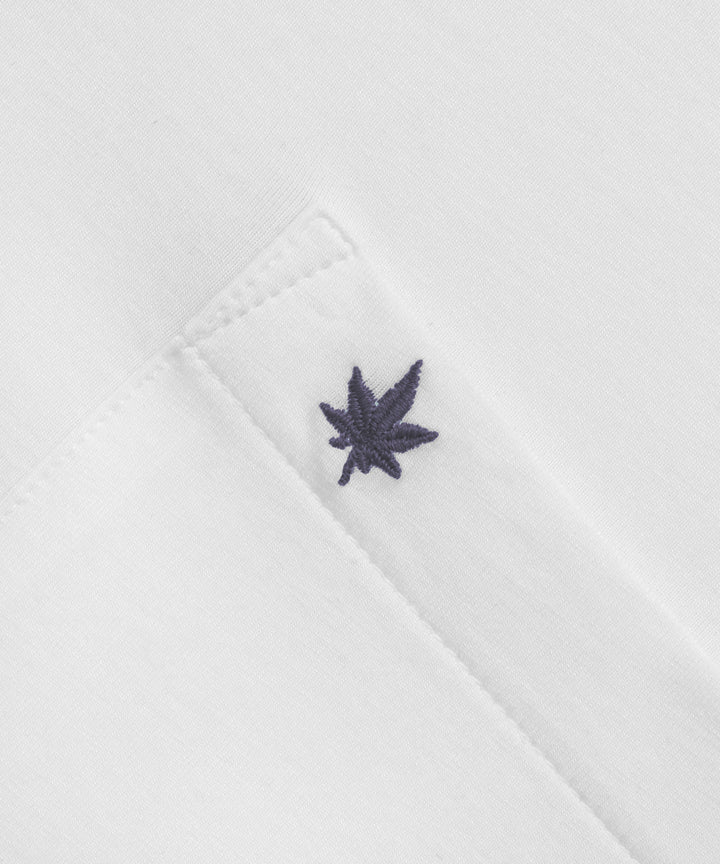 Performance Polo in White Navy Leaf