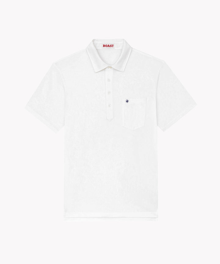 Performance Polo in White Navy Leaf