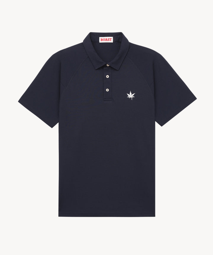 Raglan Polo in Navy White Leaf