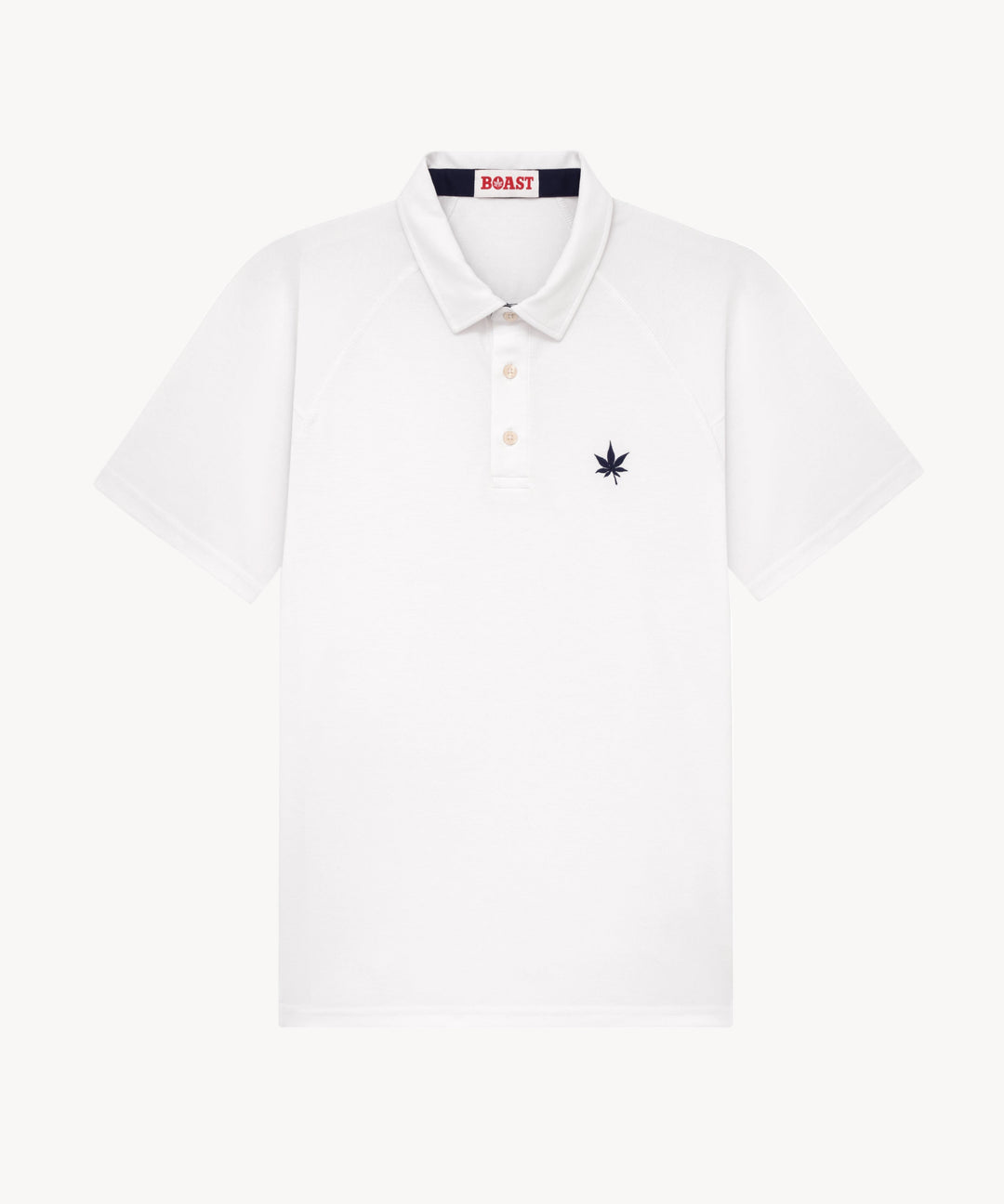Raglan Polo in White Navy Leaf