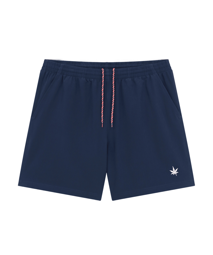 Court Short in Navy White Leaf