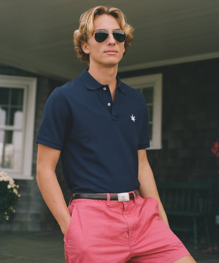 Polo in Navy with White Leaf