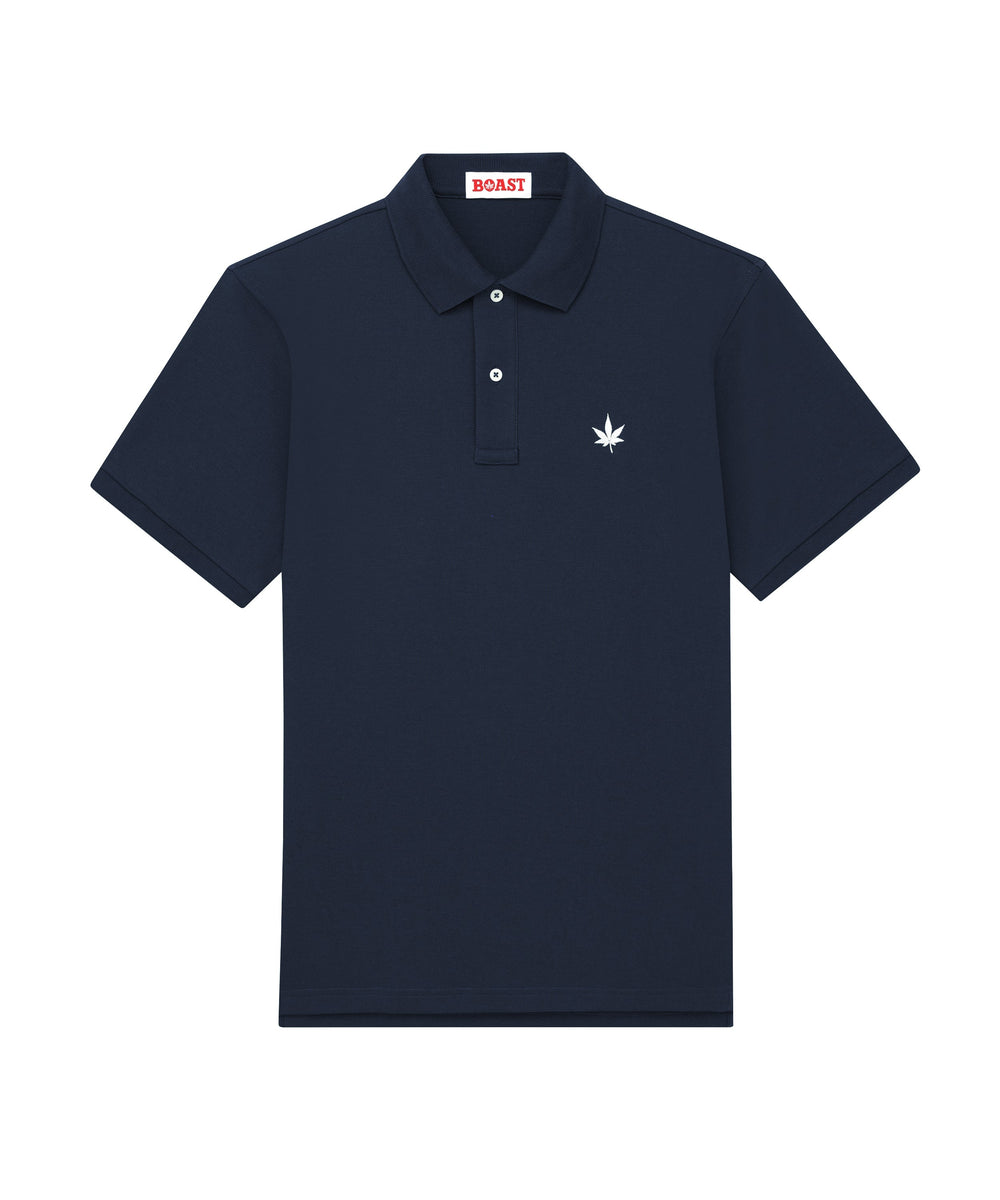 Polo in Navy with White Leaf