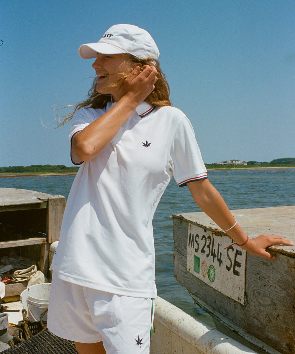 Polo in White Red Navy Tipping