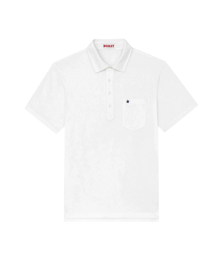 Club Polo in White Navy Leaf