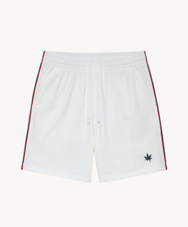 7" Tipped Peak Short in White Red Navy