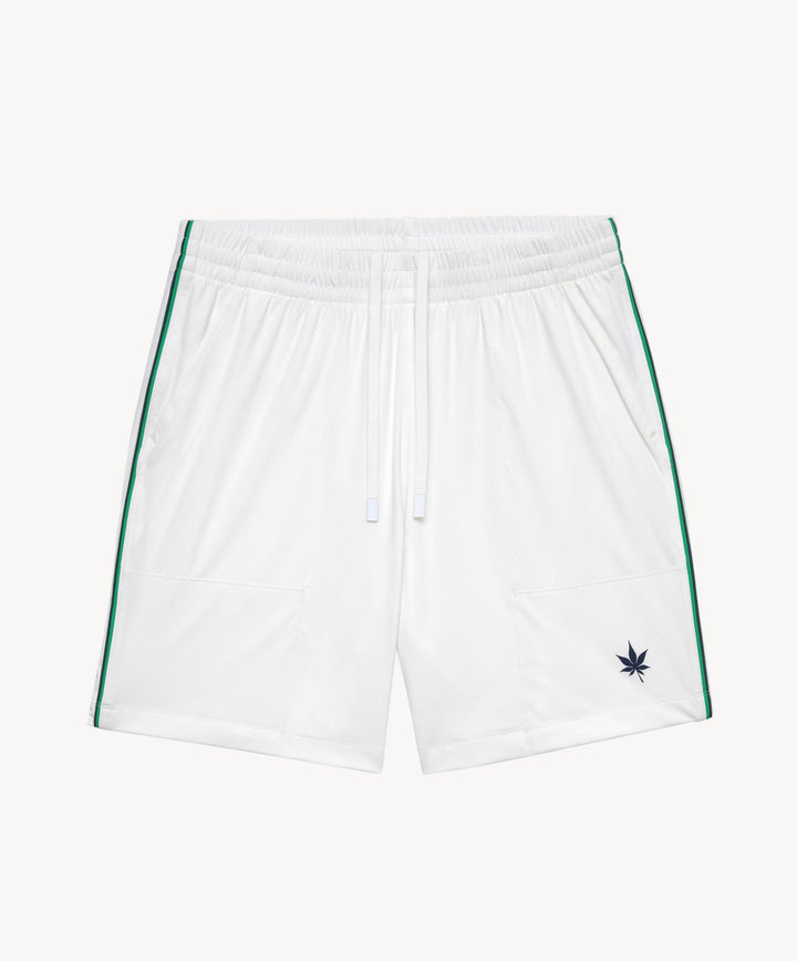 7" Tipped Peak Short in White Green Navy