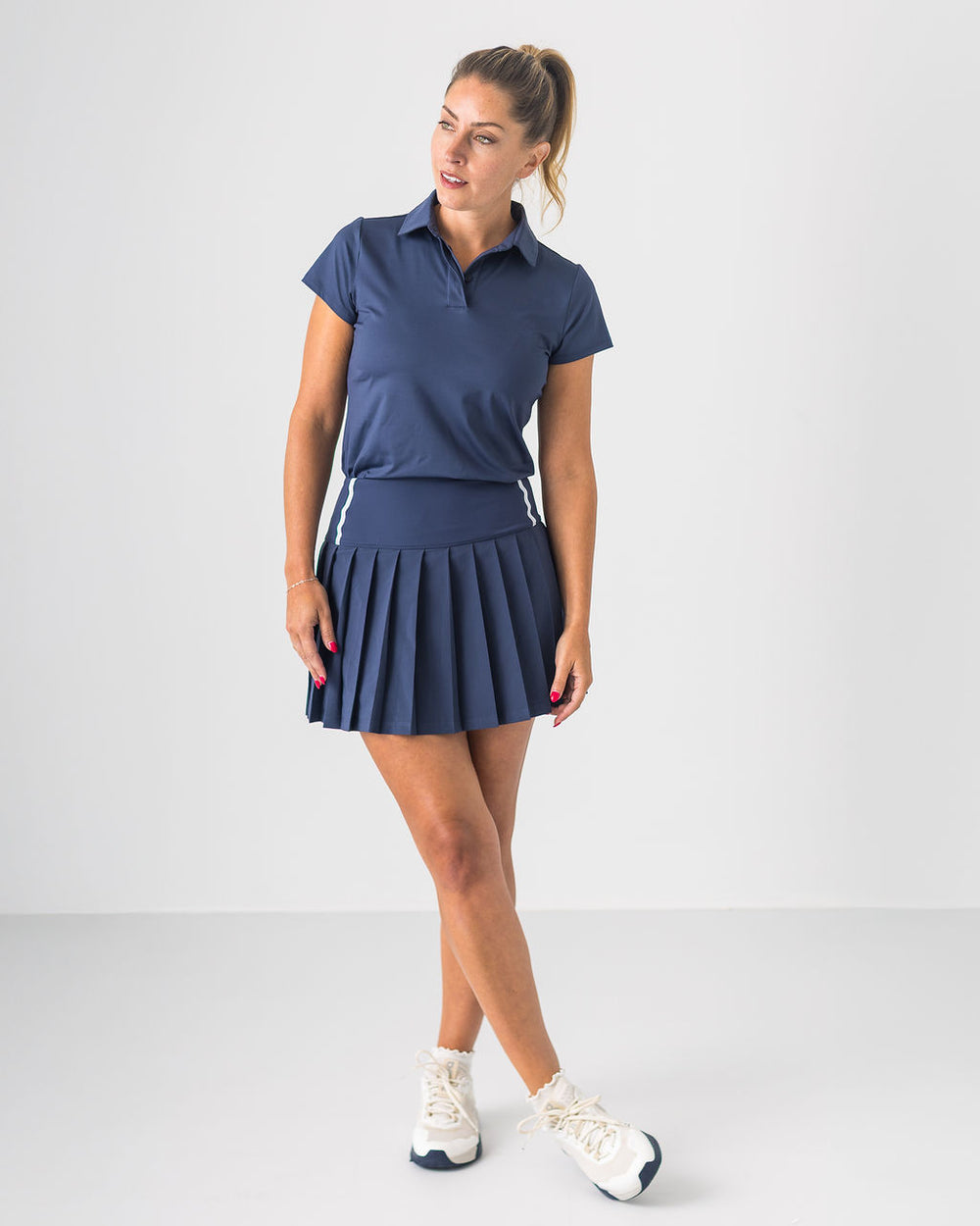 2 in 1 Pleated Skirt in Navy