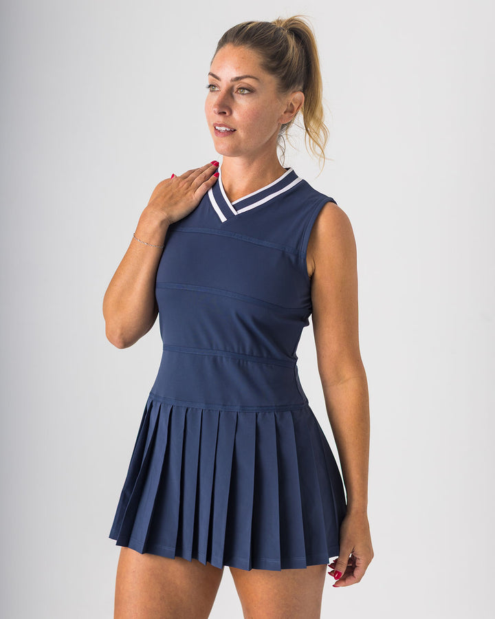 V Neck Dress in Navy
