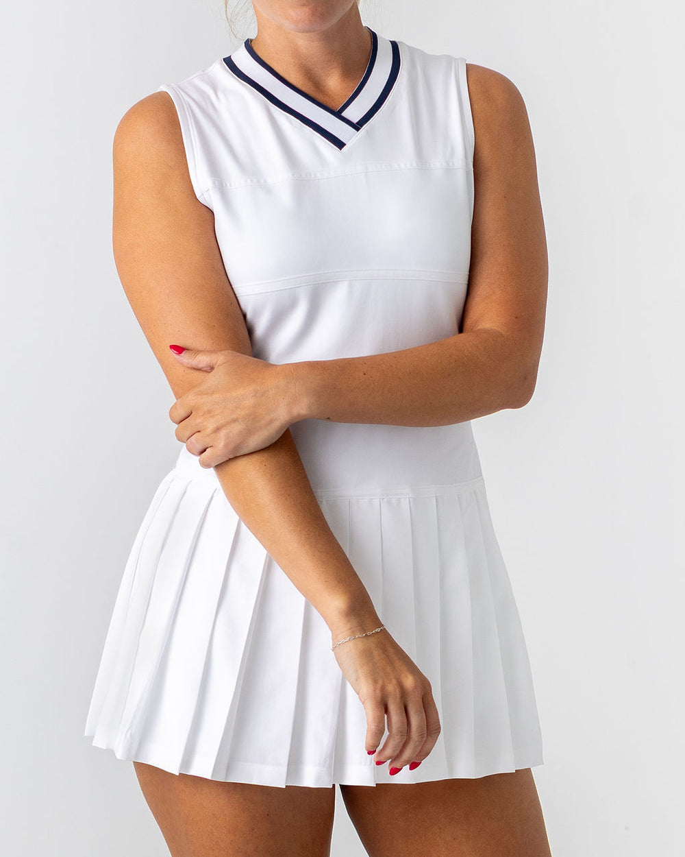 V Neck Dress in White