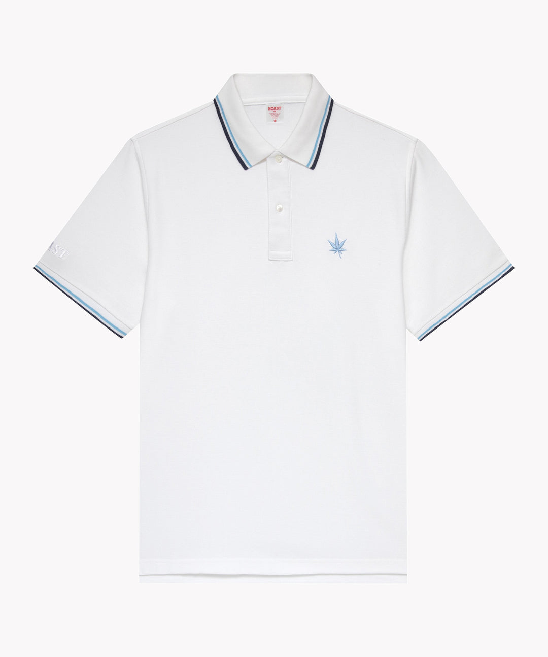 Polo in White Navy Sky Blue Tipping