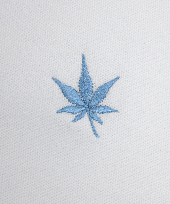 Polo in White Navy Sky Blue Tipping