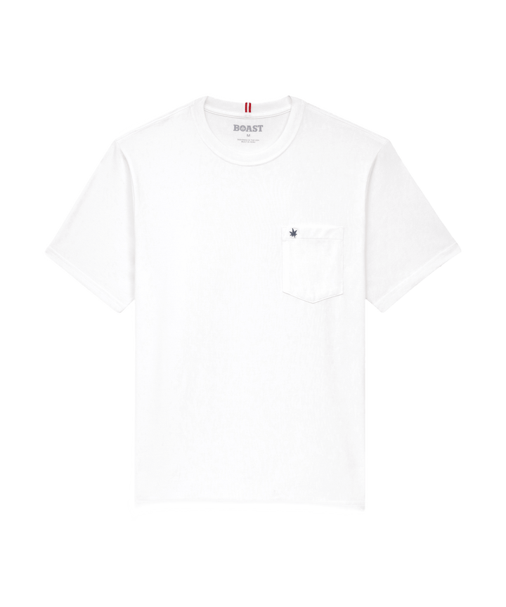 Pocket Tee in White Vintage Navy