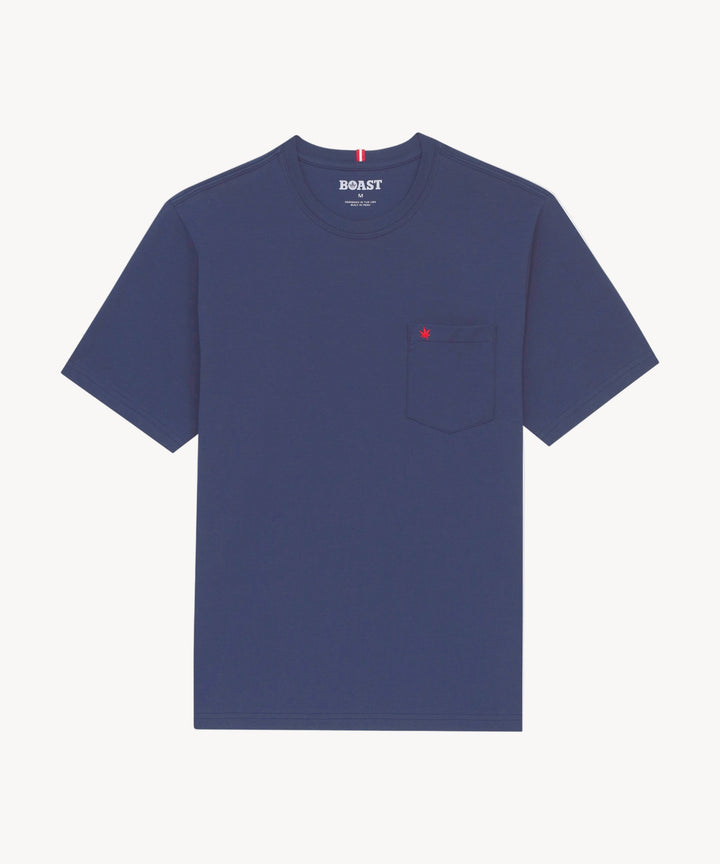 Pocket Tee in Navy Red