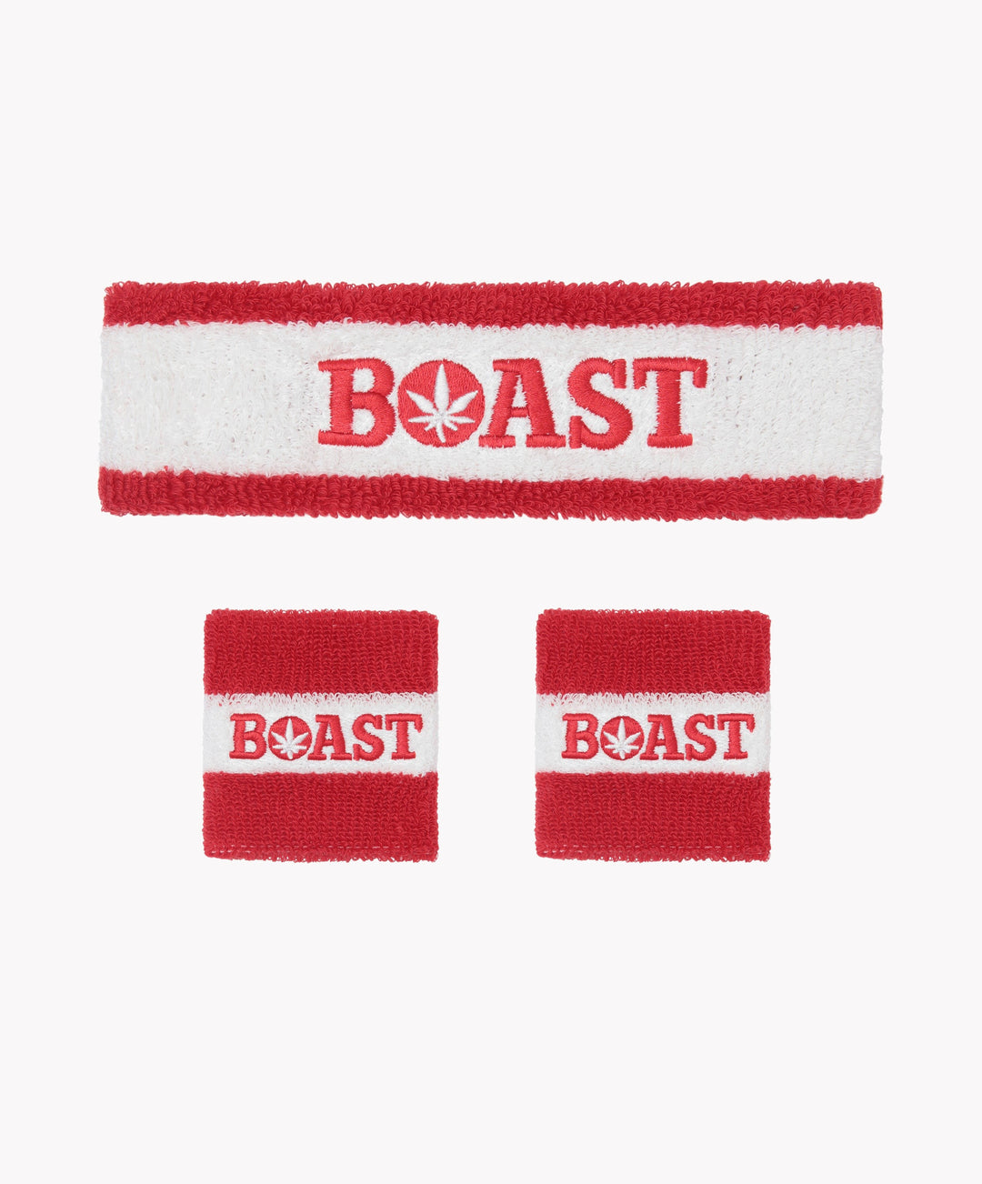 Headband/Wristband Set in White/Red