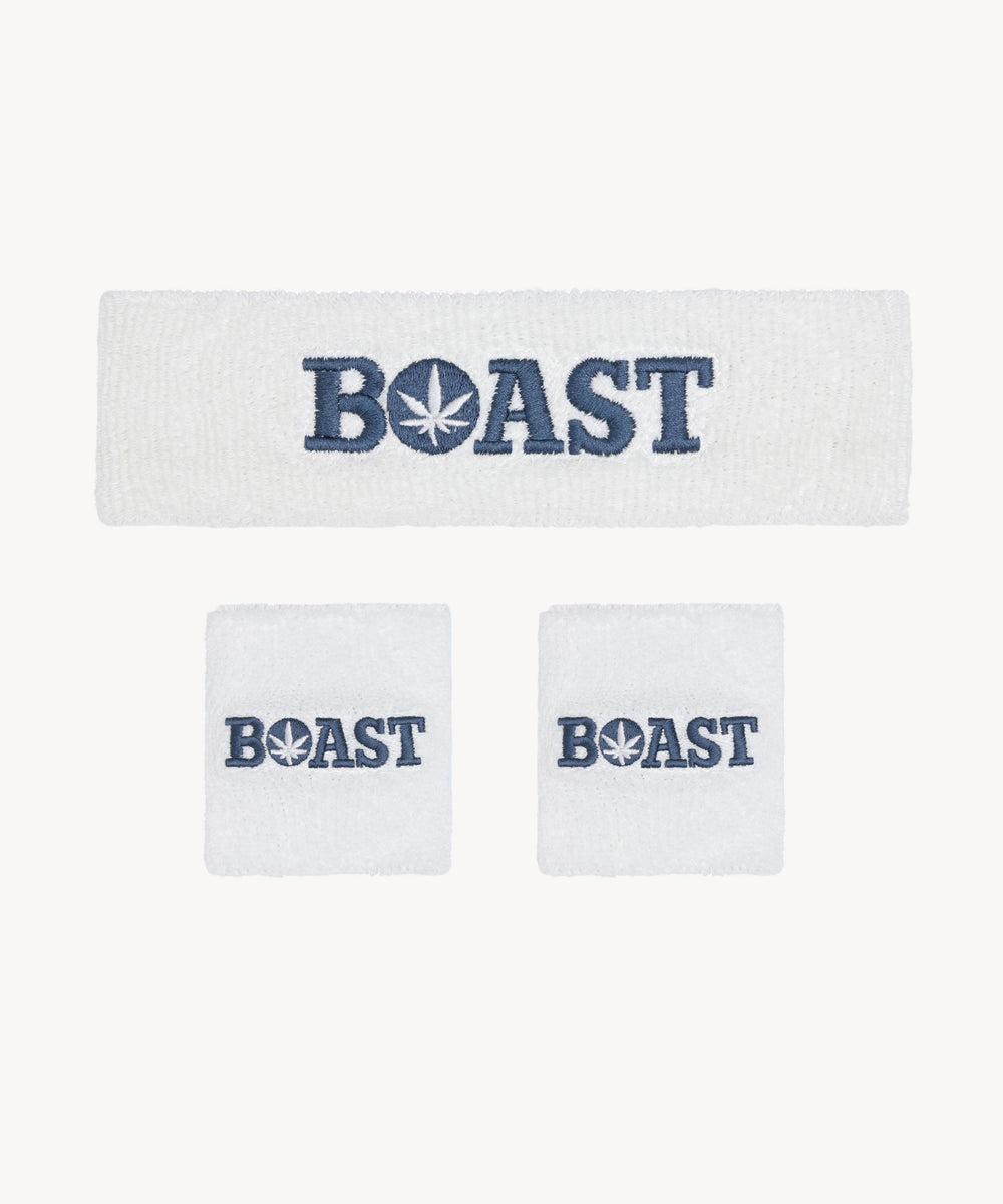 Headband/Wristband Set in White Navy