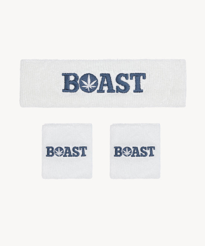 Headband/Wristband Set in White/Navy