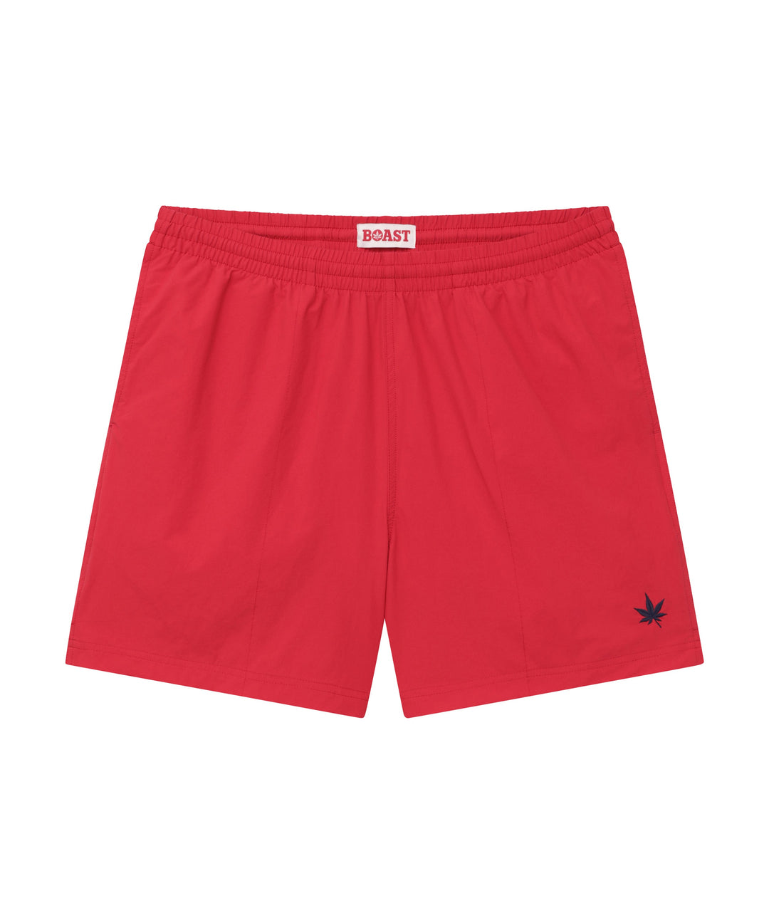 Swim Short in Red Navy Leaf