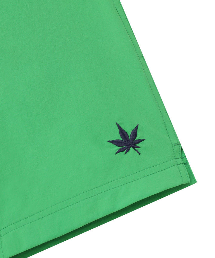 Swim Short in Green Navy Leaf
