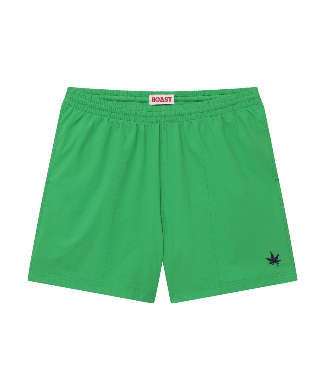 Swim Short in Green Navy Leaf